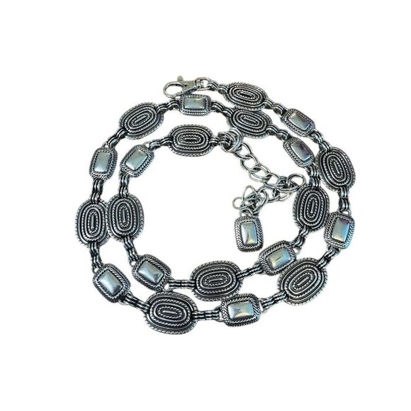 Unbranded Accessories - Metal Belt 46" Silver Metallic Boho Hippie Western Braided Old Money Classic 80s